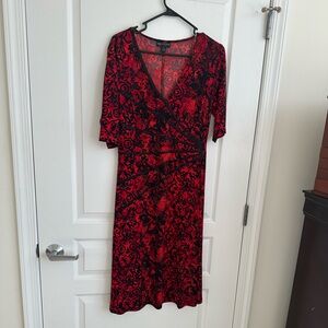 Red and Black Floral Dress
